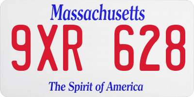 MA license plate 9XR628