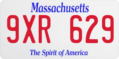 MA license plate 9XR629