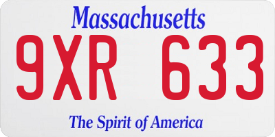 MA license plate 9XR633