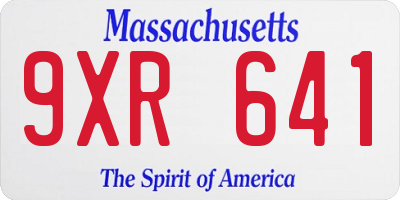 MA license plate 9XR641