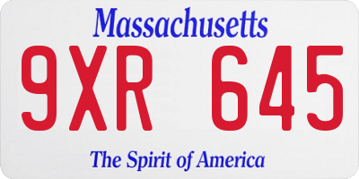 MA license plate 9XR645