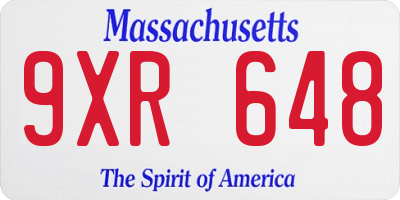 MA license plate 9XR648