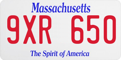 MA license plate 9XR650