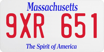 MA license plate 9XR651