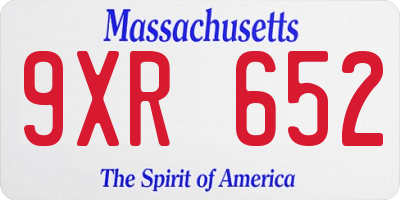 MA license plate 9XR652