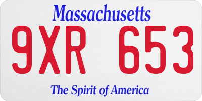 MA license plate 9XR653