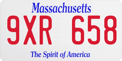 MA license plate 9XR658