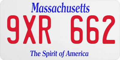 MA license plate 9XR662