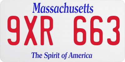 MA license plate 9XR663
