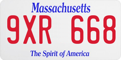 MA license plate 9XR668