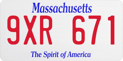 MA license plate 9XR671