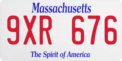 MA license plate 9XR676