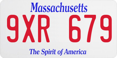 MA license plate 9XR679