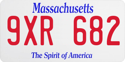 MA license plate 9XR682
