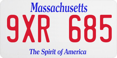 MA license plate 9XR685