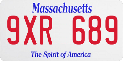 MA license plate 9XR689