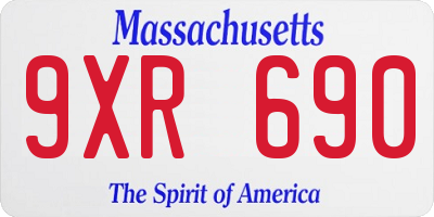 MA license plate 9XR690