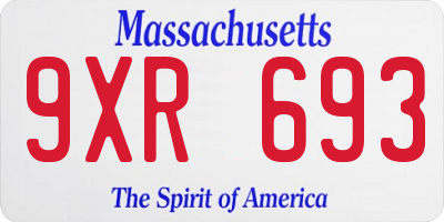 MA license plate 9XR693