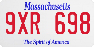 MA license plate 9XR698