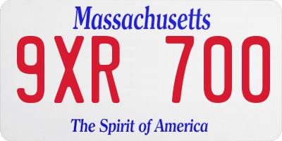 MA license plate 9XR700