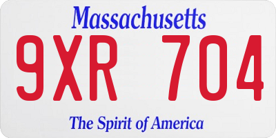 MA license plate 9XR704