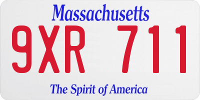 MA license plate 9XR711