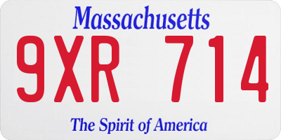 MA license plate 9XR714