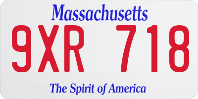 MA license plate 9XR718