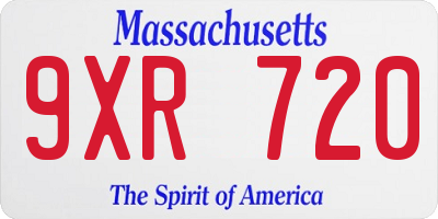 MA license plate 9XR720