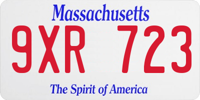 MA license plate 9XR723