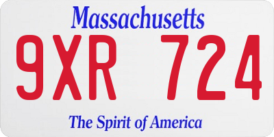 MA license plate 9XR724