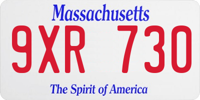 MA license plate 9XR730