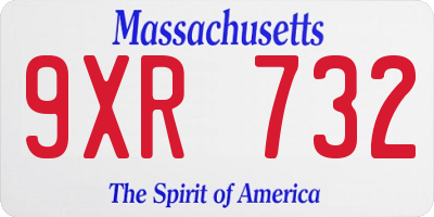 MA license plate 9XR732