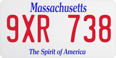 MA license plate 9XR738