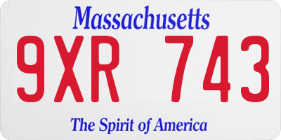 MA license plate 9XR743