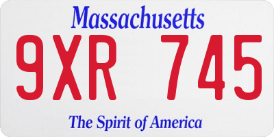 MA license plate 9XR745