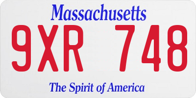 MA license plate 9XR748