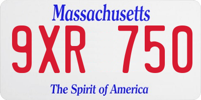 MA license plate 9XR750