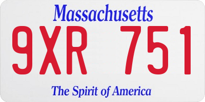 MA license plate 9XR751