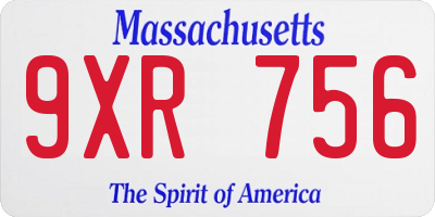 MA license plate 9XR756