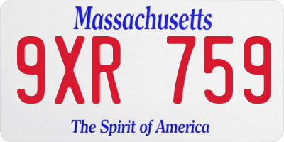 MA license plate 9XR759