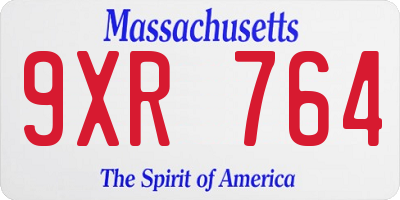 MA license plate 9XR764