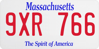 MA license plate 9XR766