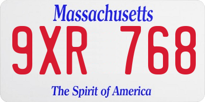 MA license plate 9XR768
