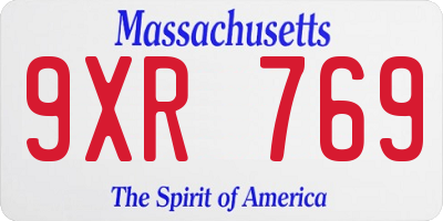 MA license plate 9XR769