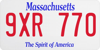 MA license plate 9XR770