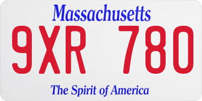MA license plate 9XR780
