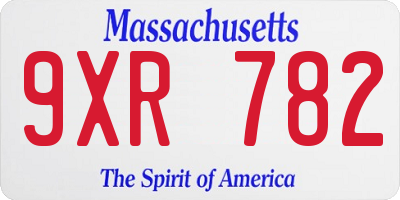 MA license plate 9XR782