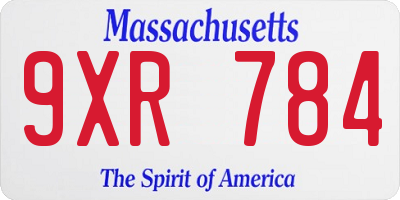 MA license plate 9XR784