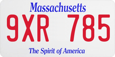 MA license plate 9XR785